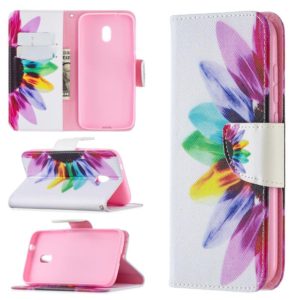 For Nokia C1 Plus Colored Drawing Pattern Horizontal Flip Leather Case with Holder & Card Slots & Wallet(Sun Flower) (OEM)