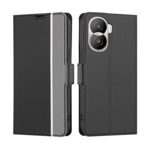 For Honor X40i Twill Texture Side Button Leather Phone Case(Black) (OEM)