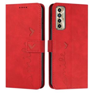 For Tecno Camon 17 Pro/Camon 17P Skin Feel Heart Pattern Leather Phone Case(Red) (OEM)
