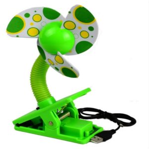 Baby Crib Stroller Fan Mini Portable Clip USBCharging Dormitory Office Small Electric Fan(Green) (OEM)