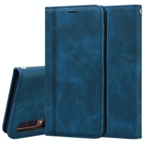 For Samsung Galaxy A7 (2018) Frosted Business Magnetic Horizontal Flip PU Leather Case with Holder & Card Slot & Lanyard(Blue) (OEM)