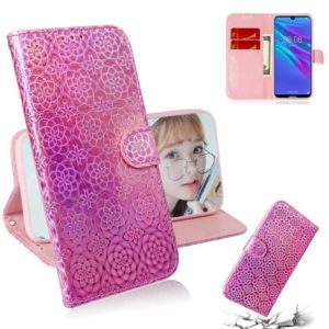 For Huawei Y6 2019 Solid Color Colorful Magnetic Buckle Horizontal Flip PU Leather Case with Holder & Card Slots & Wallet & Lanyard(Pink) (OEM)