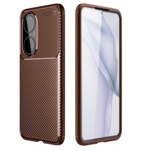For Huawei P50 Carbon Fiber Texture Shockproof TPU Case(Brown) (OEM)