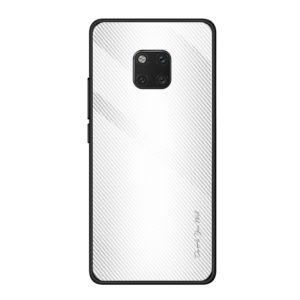 For Huawei Mate 20 Pro Texture Gradient Glass Protective Case(White) (OEM)