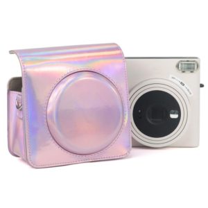 For FUJIFILM instax Square SQ1 Aurora Colorful PU Leather Camera Case Bag with Strap(Pink) (OEM)
