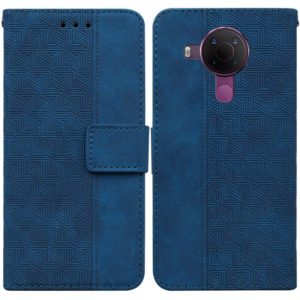 For Nokia 5.4 Geometric Embossed Leather Phone Case(Blue) (OEM)
