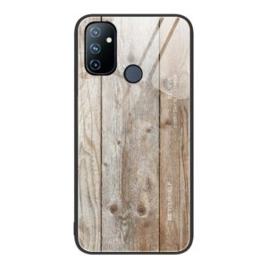 For OnePlus Nord N100 Wood Grain Glass Protective Case(Grey) (OEM)