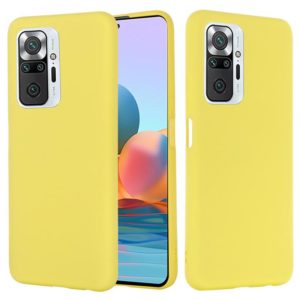 For Xiaomi Redmi Note 10 Pro Max Solid Color Liquid Silicone Dropproof Full Coverage Protective Case(Yellow) (OEM)