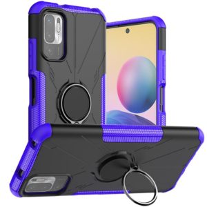 For Xiaomi Redmi Note 10 5G Armor Bear Shockproof PC + TPU Protective Case with Ring Holder(Purple) (OEM)