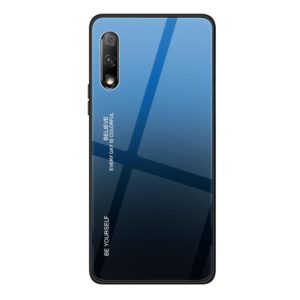 For Huawei Honor 9X Gradient Color Glass Case(Blue) (OEM)