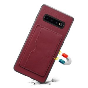 For Galaxy S10 Plus Denior V3 Luxury Car Cowhide Leather Protective Case with Holder & Card Slot(Dark Red) (Denior) (OEM)