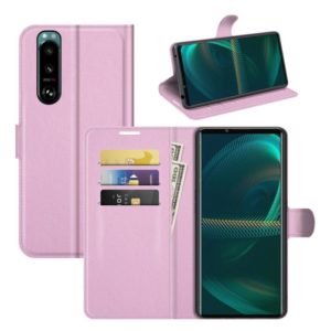 For Sony Xperia 5 III Litchi Texture Horizontal Flip Protective Case with Holder & Card Slots & Wallet(Pink) (OEM)