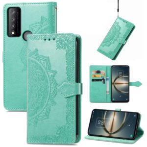 For TCL 30 V 5G Mandala Flower Embossed Flip Leather Phone Case(Green) (OEM)