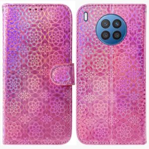 For Huawei nova 8i / Honor 50 Colorful Magnetic Buckle Leather Phone Case(Pink) (OEM)