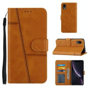 For iPhone XR Stitching Calf Texture Buckle Horizontal Flip Leather Case with Holder & Card Slots & Wallet & Lanyard(Yellow) (OEM)
