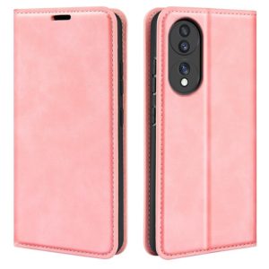 For Honor 70 Retro-skin Magnetic Suction Leather Phone Case(Pink) (OEM)