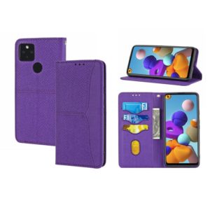 For Google Pixel 5a 5G Woven Texture Stitching Magnetic Horizontal Flip PU Leather Case with Holder & Card Slots & Wallet & Lanyard(Purple) (OEM)