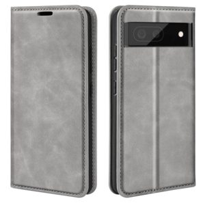 For Google Pixel 7 Retro-skin Magnetic Suction Leather Phone Case(Grey) (OEM)