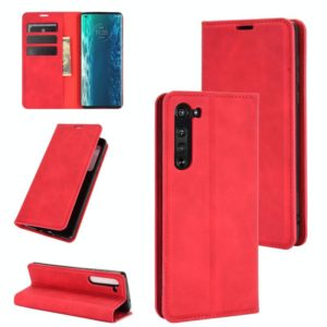 For Motorola Moto Edge Retro-skin Business Magnetic Suction Leather Case with Holder & Card Slots & Wallet(Red) (OEM)