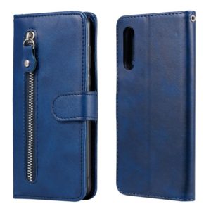 For LG Velvet Fashion Calf Texture Zipper Horizontal Flip Leather Case with Holder & Card Slots & Wallet(Blue) (OEM)