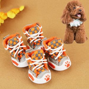 4 PCS New Style Woven Belt Comfortable Pet Dog Shoes Small Dogs Shoes, Length: 4.1cm, Width: 3.5cm (Orange) (OEM)