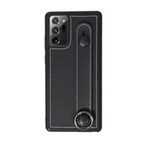 For Samsung Galaxy Note 20 Ultra Top Layer Cowhide Shockproof Protective Case with Wrist Strap Bracket(Black) (OEM)