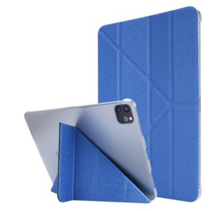 Silk Texture Horizontal Deformation Flip Leather Case with Three-folding Holder For iPad Air 2022 / 2020 10.9(Blue) (OEM)