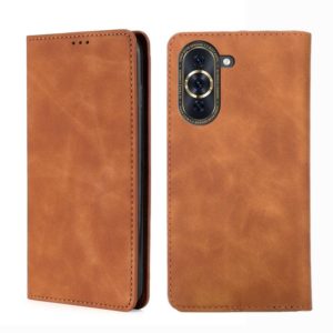For Huawei nova 10 Pro Skin Feel Magnetic Horizontal Flip Leather Phone Case(Light Brown) (OEM)