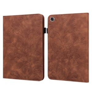 For Lenovo Tab M8 8505X Lace Flower Embossing Pattern Horizontal Flip Leather Case with Holder & Card Slots & Wallet & Photo Frame(Brown) (OEM)