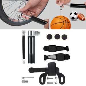 Manual Mini Portable Bicycle Aluminum Alloy Pump + Plastic glue-free tire patch + Tire lever (Black) (OEM)
