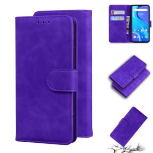 For UMIDIGI A7S Skin Feel Pure Color Flip Leather Phone Case(Purple) (OEM)