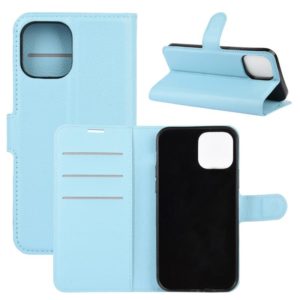 For iPhone 12 / 12 Pro Litchi Texture Horizontal Flip Protective Case with Holder & Card Slots & Wallet(Blue) (OEM)