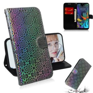For LG K50 / Q60 Solid Color Colorful Magnetic Buckle Horizontal Flip PU Leather Case with Holder & Card Slots & Wallet & Lanyard(Silver) (OEM)