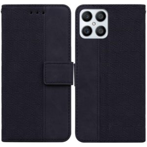 For Honor X8 Geometric Embossed Leather Phone Case(Black) (OEM)