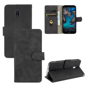 For Nokia C1 Plus Solid Color Skin Feel Magnetic Buckle Horizontal Flip Calf Texture PU Leather Case with Holder & Card Slots & Wallet(Black) (OEM)