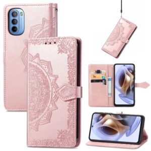For Motorola Moto G31 Mandala Flower Embossed Flip Leather Phone Case(Rose Gold) (OEM)