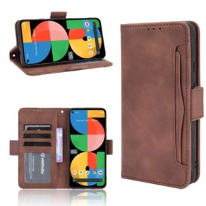 For Google Pixel 5a 5G Skin Feel Calf Pattern Horizontal Flip Leather Case with Holder & Card Slots & Photo Frame(Brown) (OEM)