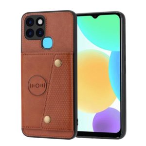 For Infinix Smart 6 Double Buckle PU + TPU Shockproof Magnetic Phone Case(Brown) (OEM)