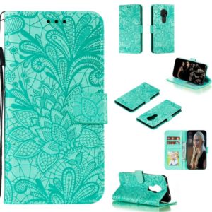 For Nokia 7.2 Lace Flower Horizontal Flip Leather Case with Holder & Card Slots & Wallet & Photo Frame(Green) (OEM)