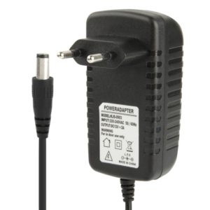 High Quality EU Plug AC 100-240V to DC 12V 2A Power Adapter, Tips: 5.5 x 2.1mm, Cable Length: 1m(Black) (OEM)