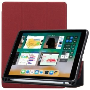 Cloth Texture Pattern Horizontal Flip Leather Case for iPad Pro 10.5 inch ,with Three-folding Holder & Pen Slots (Red) (OEM)