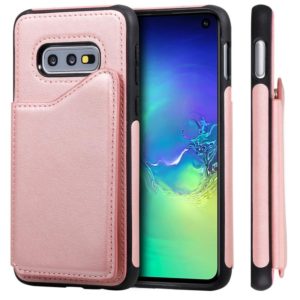 For Galaxy S10e Shockproof Calf Texture Protective Case with Holder & Card Slots & Frame(Rose Gold) (OEM)
