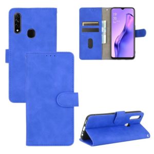 For OPPO A8 / A31 (2020) Solid Color Skin Feel Magnetic Buckle Horizontal Flip Calf Texture PU Leather Case with Holder & Card Slots & Wallet(Blue) (OEM)