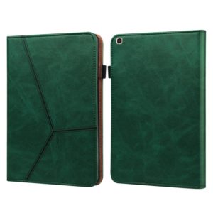 For Samsung Galaxy Tab A 10.1 (2019) T510 Solid Color Embossed Striped Leather Tablet Case(Green) (OEM)