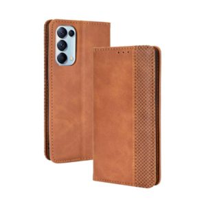 For OPPO Find X3 Lite / Reno5 5G Magnetic Buckle Retro Crazy Horse Texture Horizontal Flip Leather Case with Holder & Card Slots & Photo Frame(Brown) (OEM)