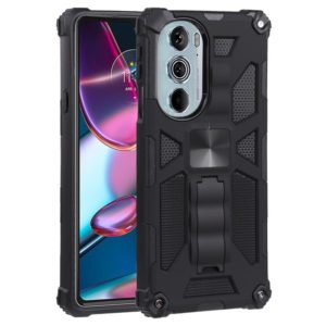 For Motorola Edge 30 Pro Shockproof TPU + PC Magnetic Protective Phone Case with Holder(Black) (OEM)