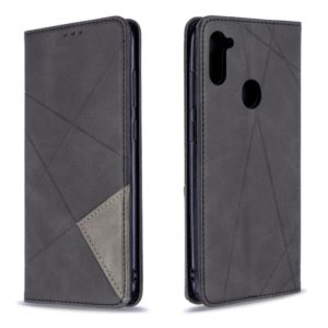 For Galaxy A11 Rhombus Texture Horizontal Flip Magnetic Leather Case with Holder & Card Slots & Wallet(Black) (OEM)