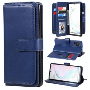 For Samsung Galaxy Note10+ Multifunctional Magnetic Copper Buckle Horizontal Flip Solid Color Leather Case with 10 Card Slots & Wallet & Holder & Photo Frame(Dark Blue) (OEM)