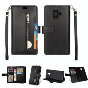 For Samsung Galaxy A6 (2018) Multifunctional Zipper Horizontal Flip Leather Case with Holder & Wallet & 9 Card Slots & Lanyard(Black) (OEM)