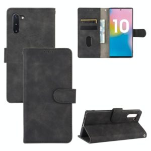 For Samsung Galaxy Note10 Solid Color Skin Feel Magnetic Buckle Horizontal Flip Calf Texture PU Leather Case with Holder & Card Slots & Wallet(Black) (OEM)